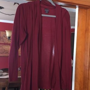 Red open front cardigan